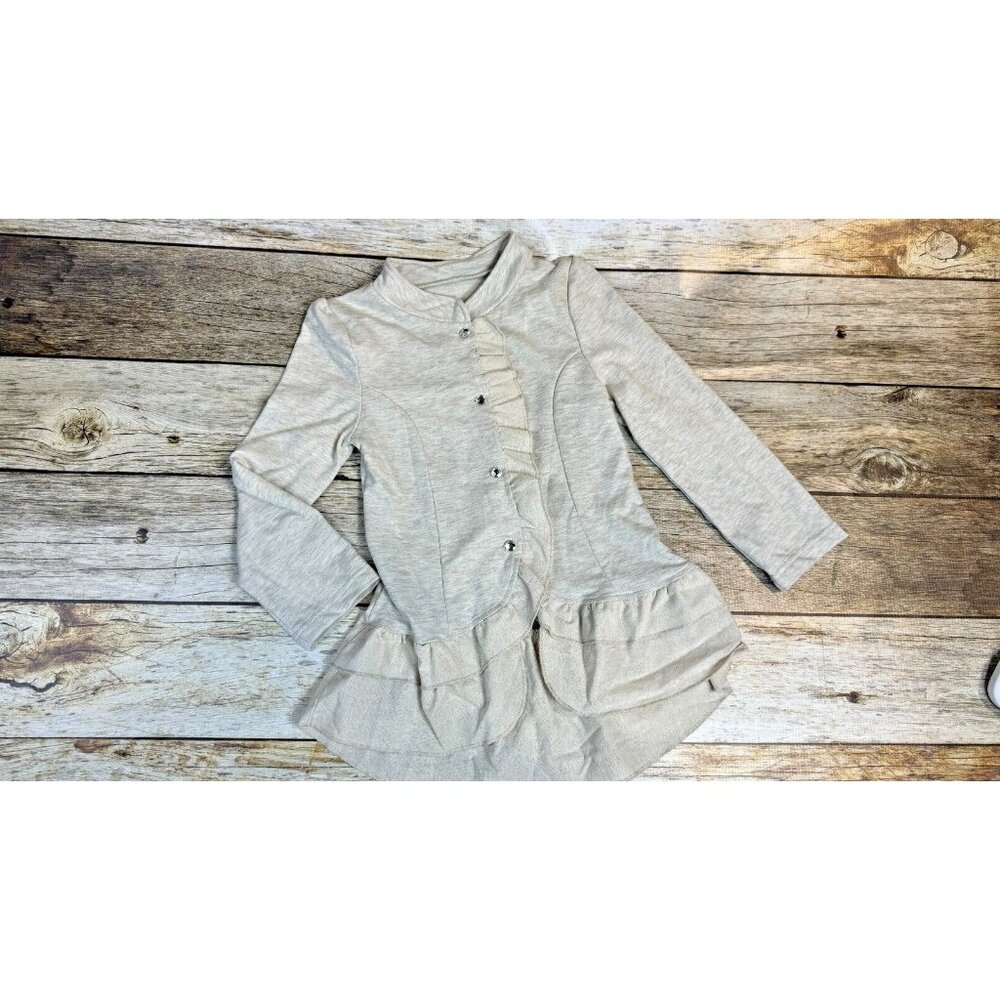 "Mia" JoyFolie Girls Boutique Oatmeal "Vintage" ShirtJacket w/ buttons GORGEOUS!